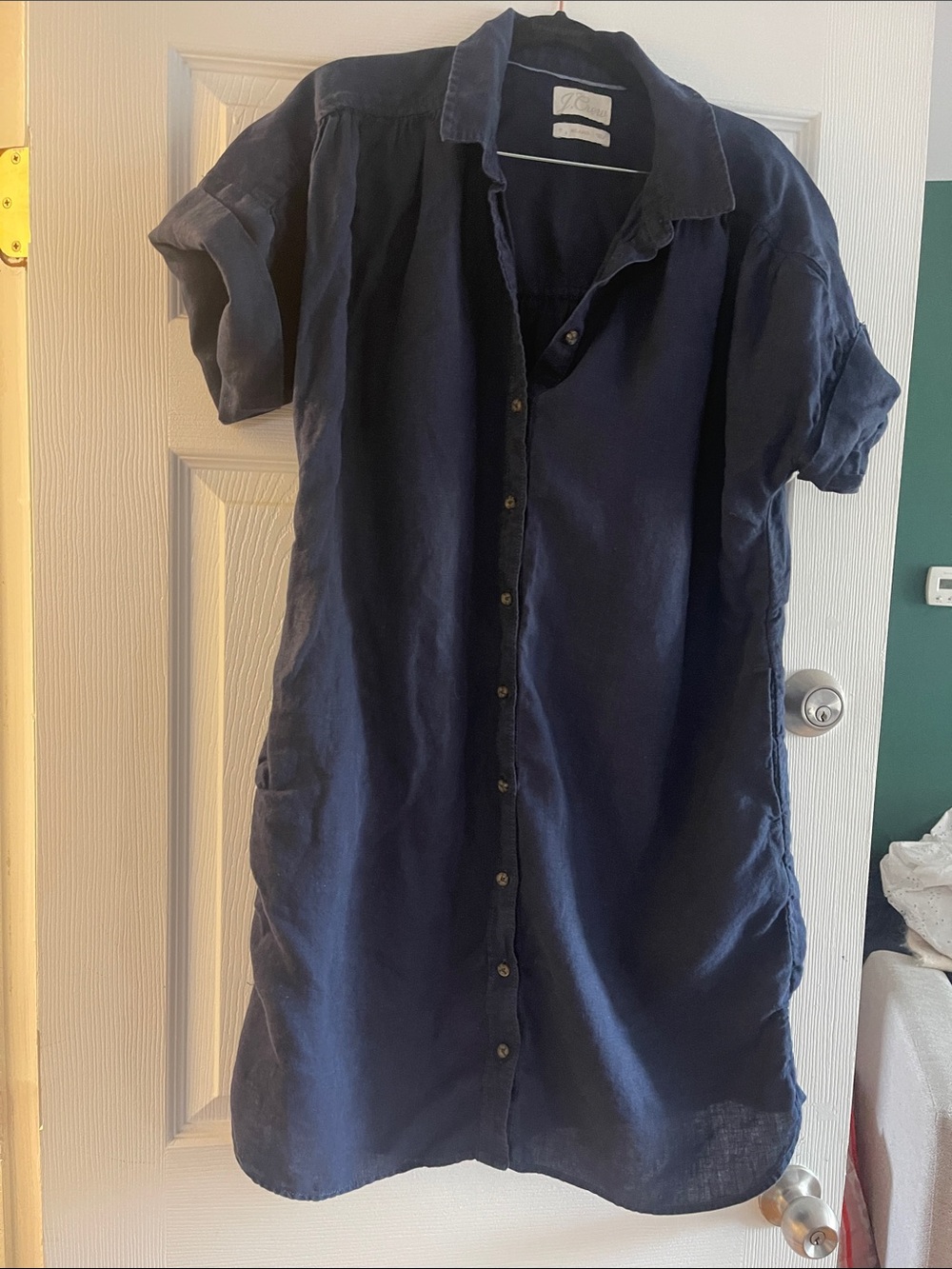 J.Crew Women's Navy Button-Front Shirt Dress